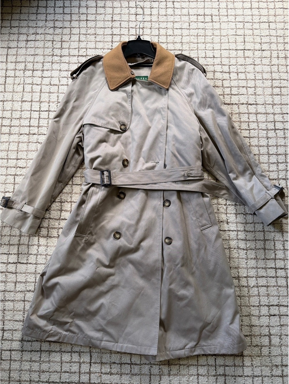 Lauren Ralph Lauren Classic Beige Trench Coat 90s minimalist preppy academia